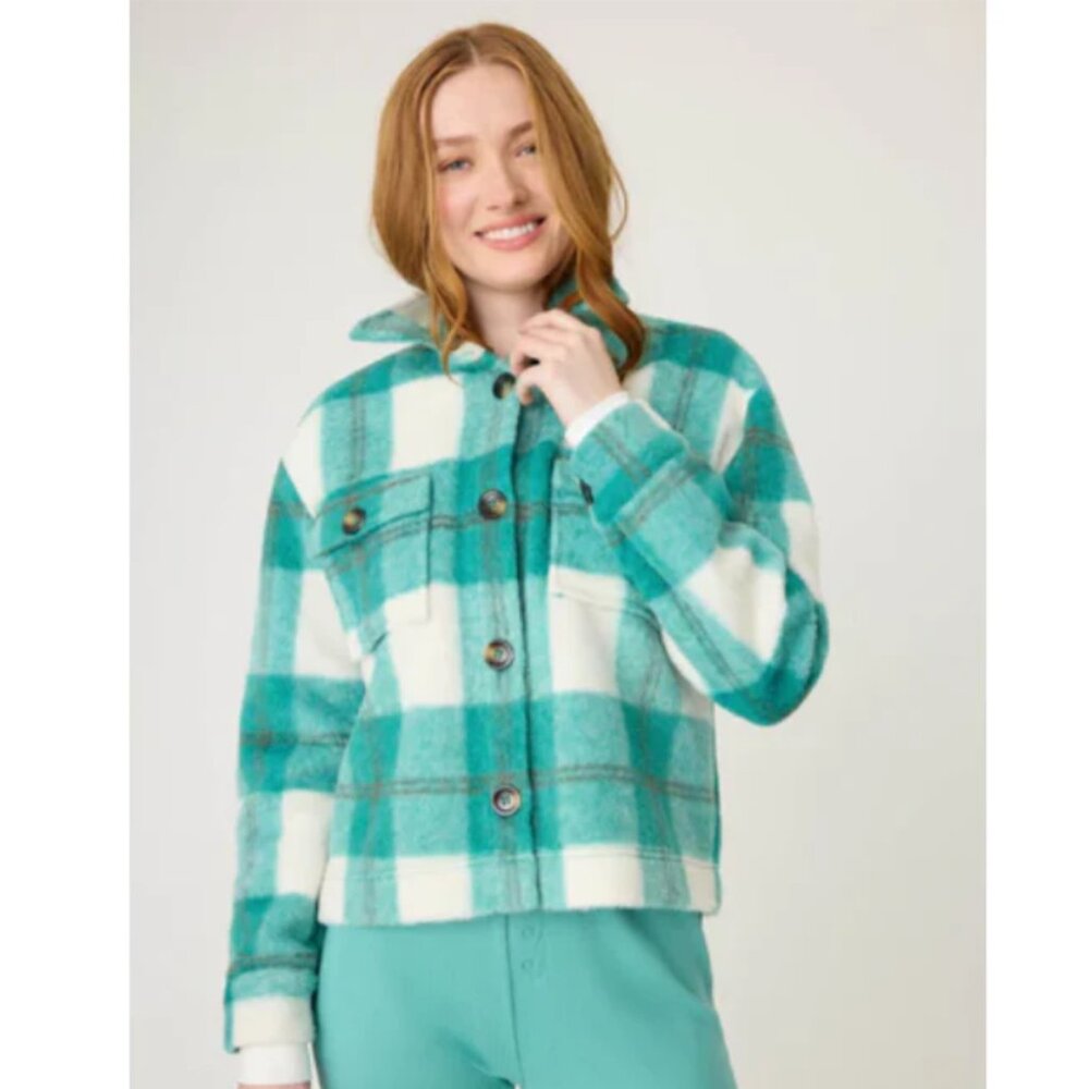 Cozy Plaid Jacket M Jade